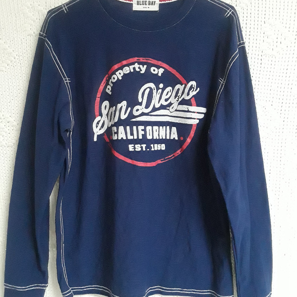 San Diego navy blue graphic long-sleeved t-shirt M T-362 - Picture 2 of 5